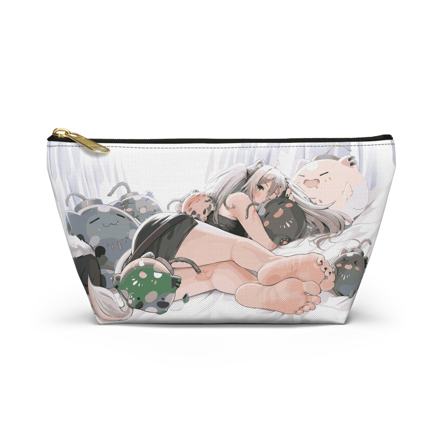 Anime Girl Cosmetic Pouch w T-bottom, Accessory Pouch, Anime Makeup Bag