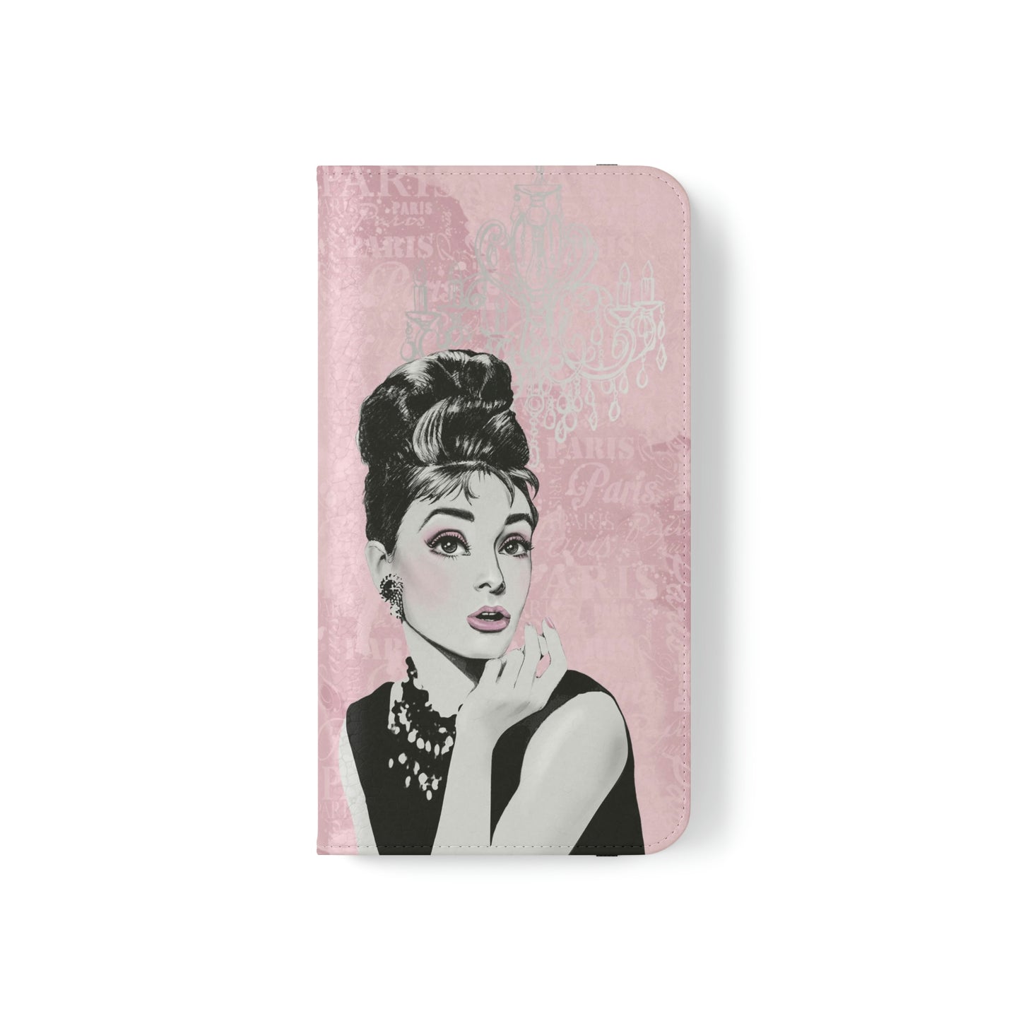 Audrey Hepburn Phone Case, Pink Paris Folio Phone Case, Paris is Always a Good Idea Smart Phone Folding Case