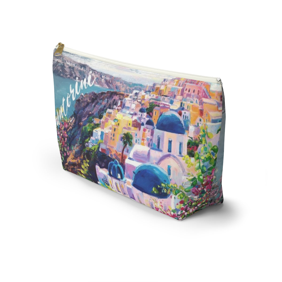 Santorini Pouch w T-bottom, Accessory Pouch - Santorini Greece