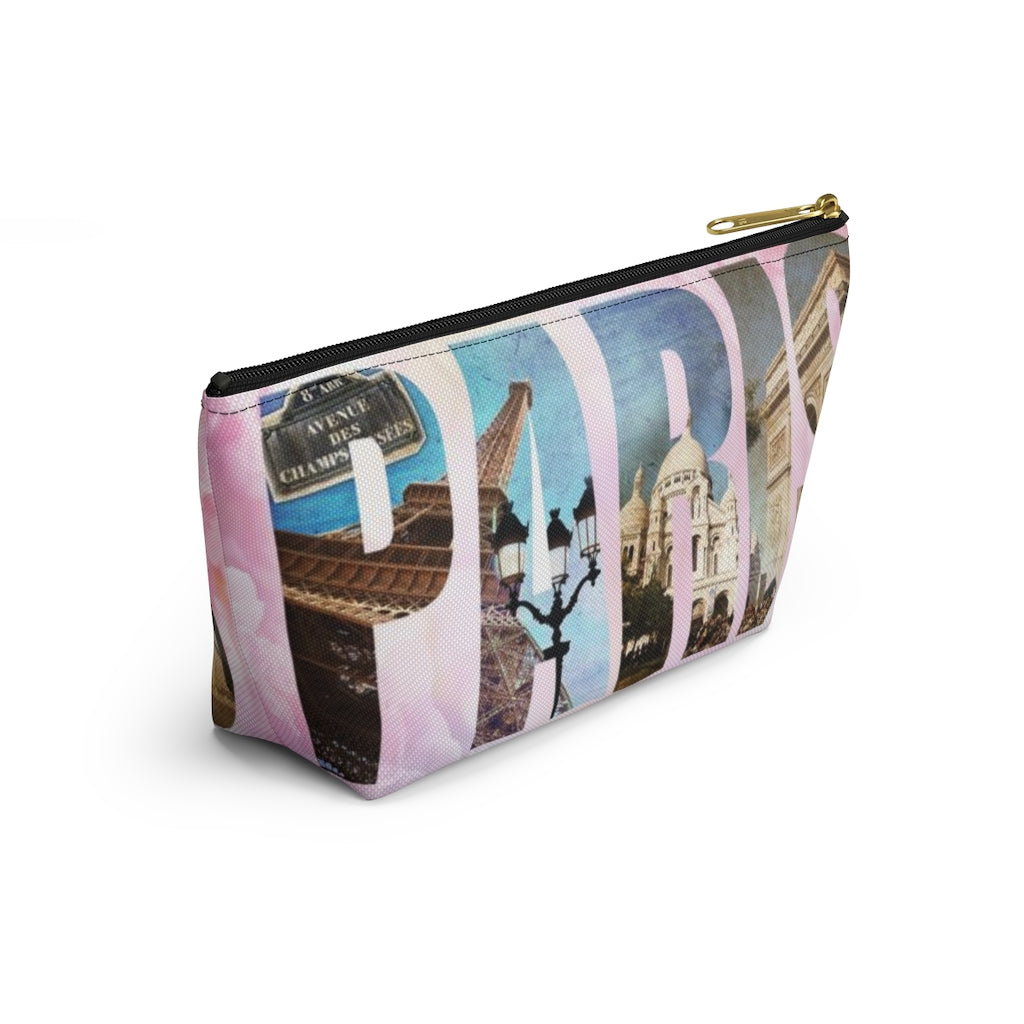 Paris Cosmetic Pouch w T-bottom, Accessory Pouch, Pink