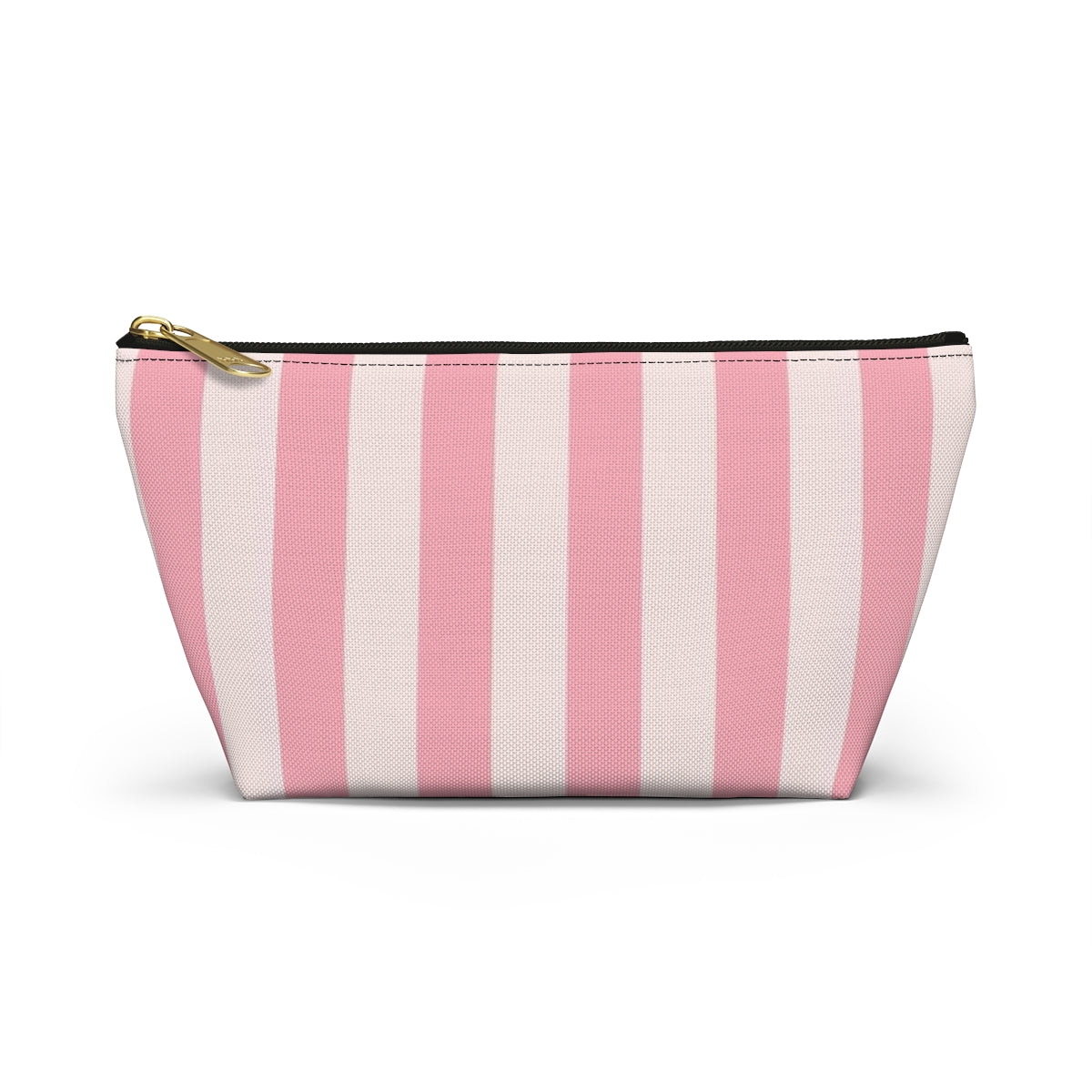 Personalized Secret Cosmetic Pouch w T-bottom, Accessory Pouch - Pink Stripe