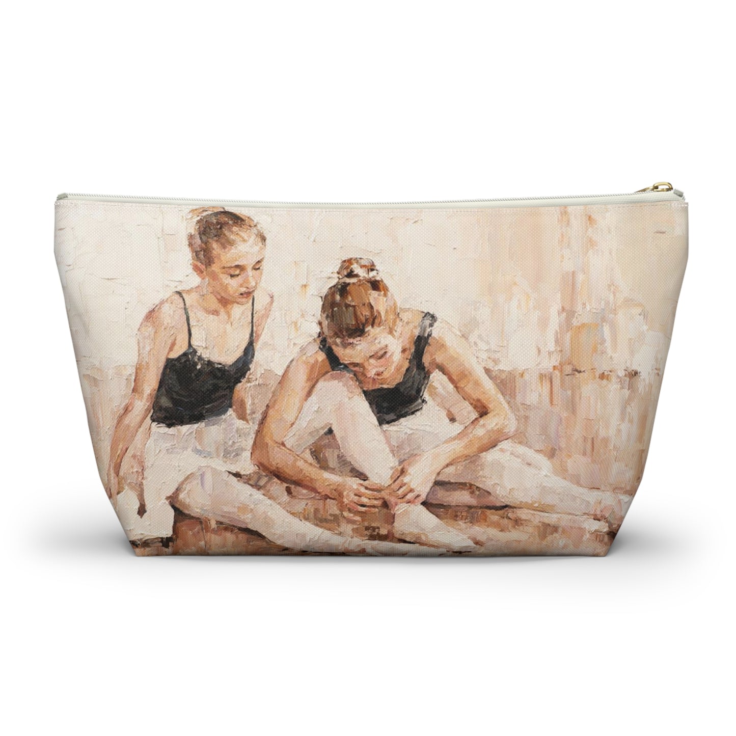 Ballet Cosmetic Pouch w T-bottom, Accessory Pouch - Ballerina Sisters Oil Painting