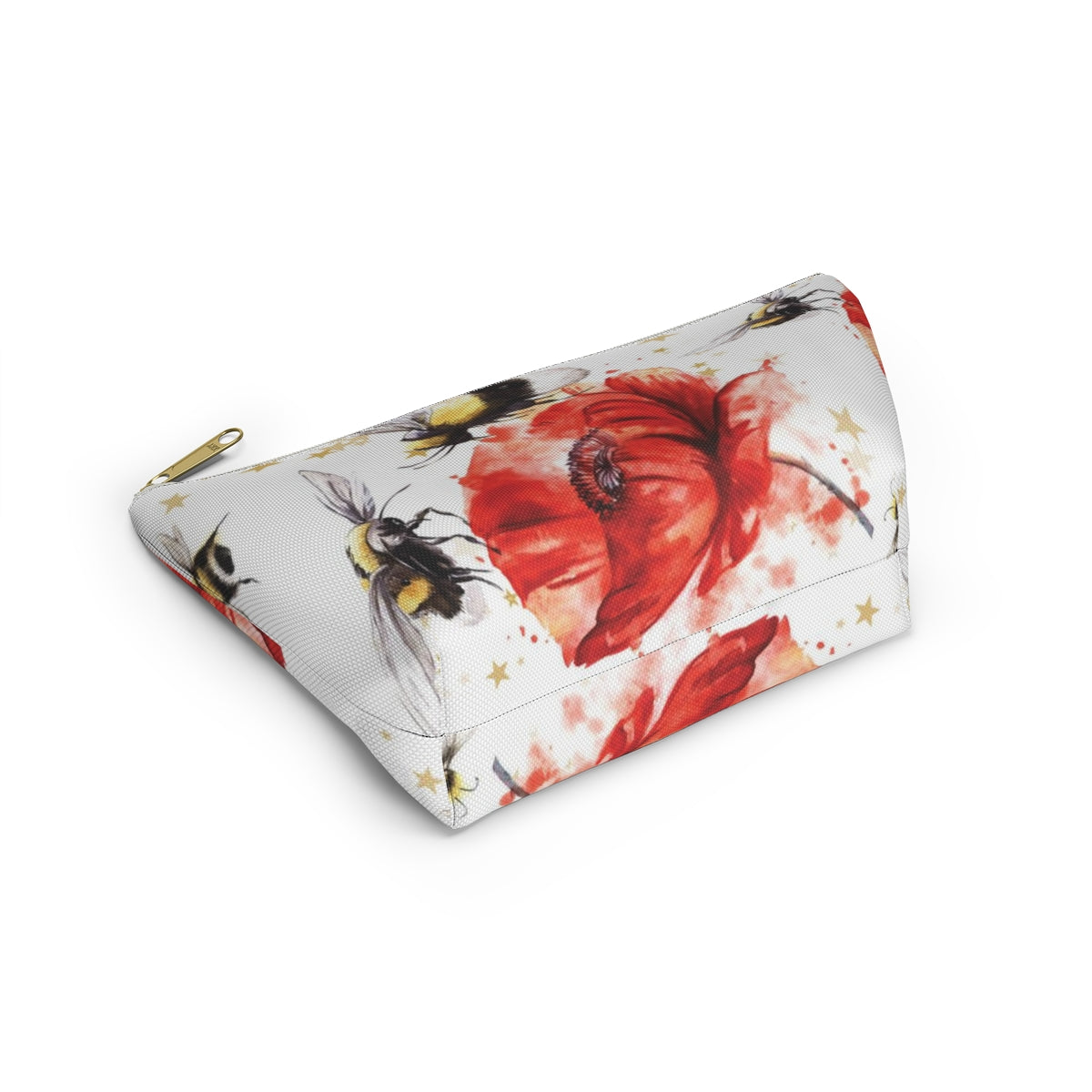 Bumblebee Cosmetic Pouch w T-bottom, Accessory Pouch, Red Poppy