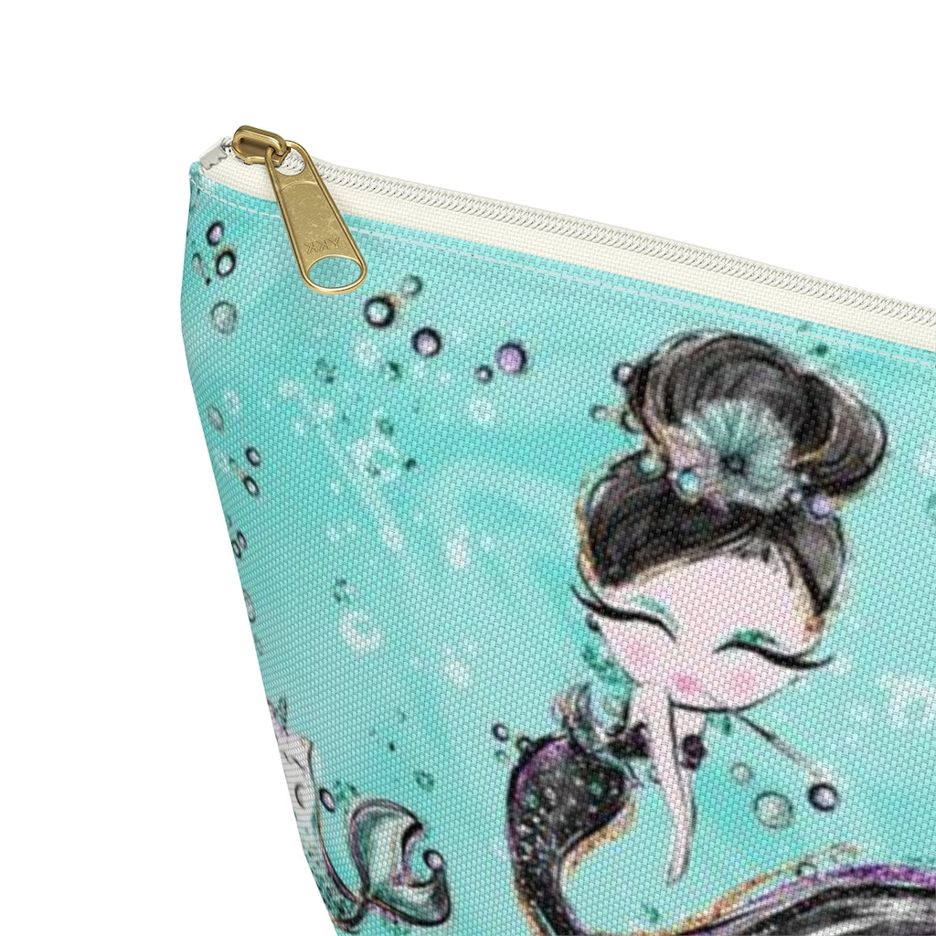 Audrey Hepburn Cosmetic Pouch w T-bottom, Accessory Pouch, Mermaid Mercat