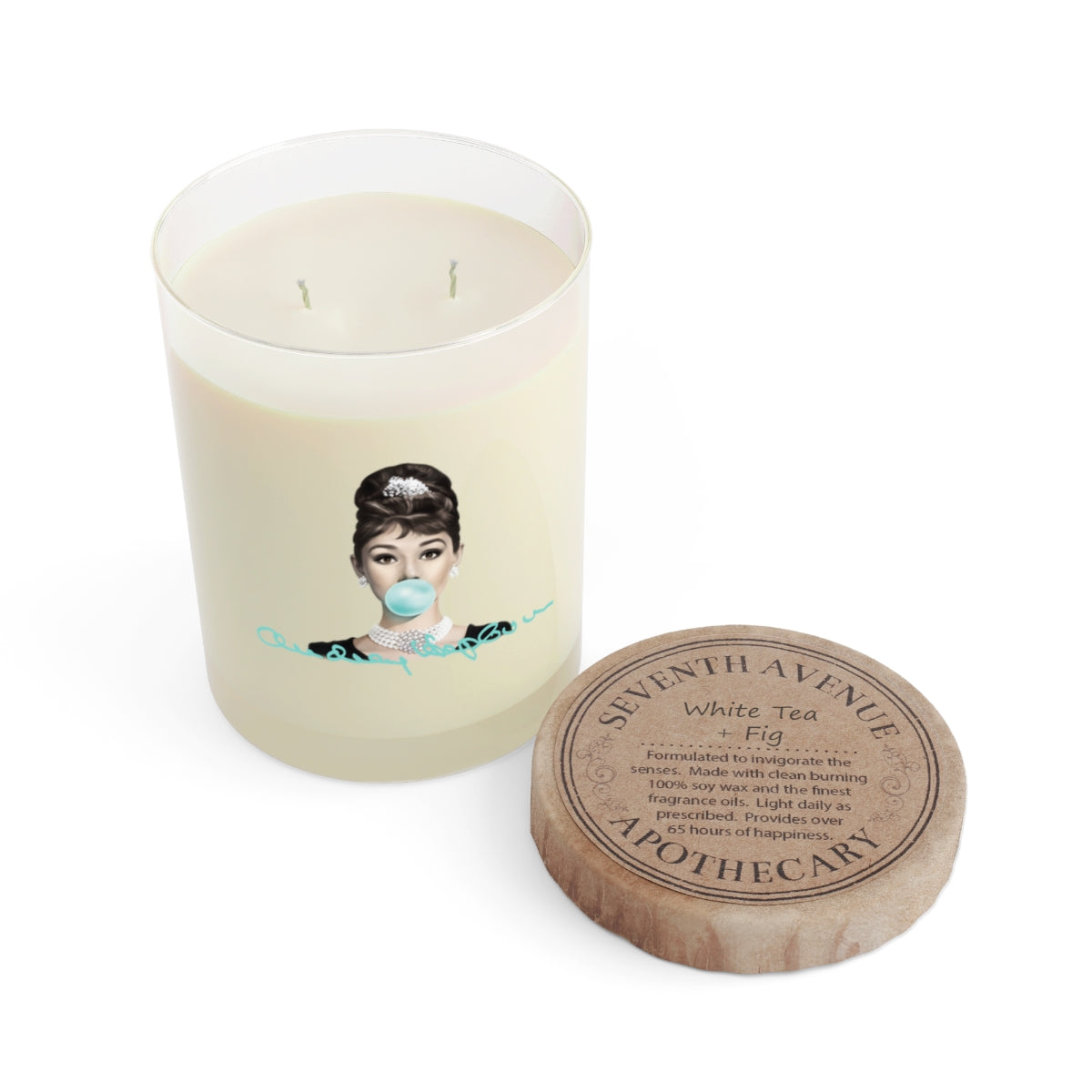 Audrey Hepburn Scented Candle - Full Glass, 11oz - Blue Autograph