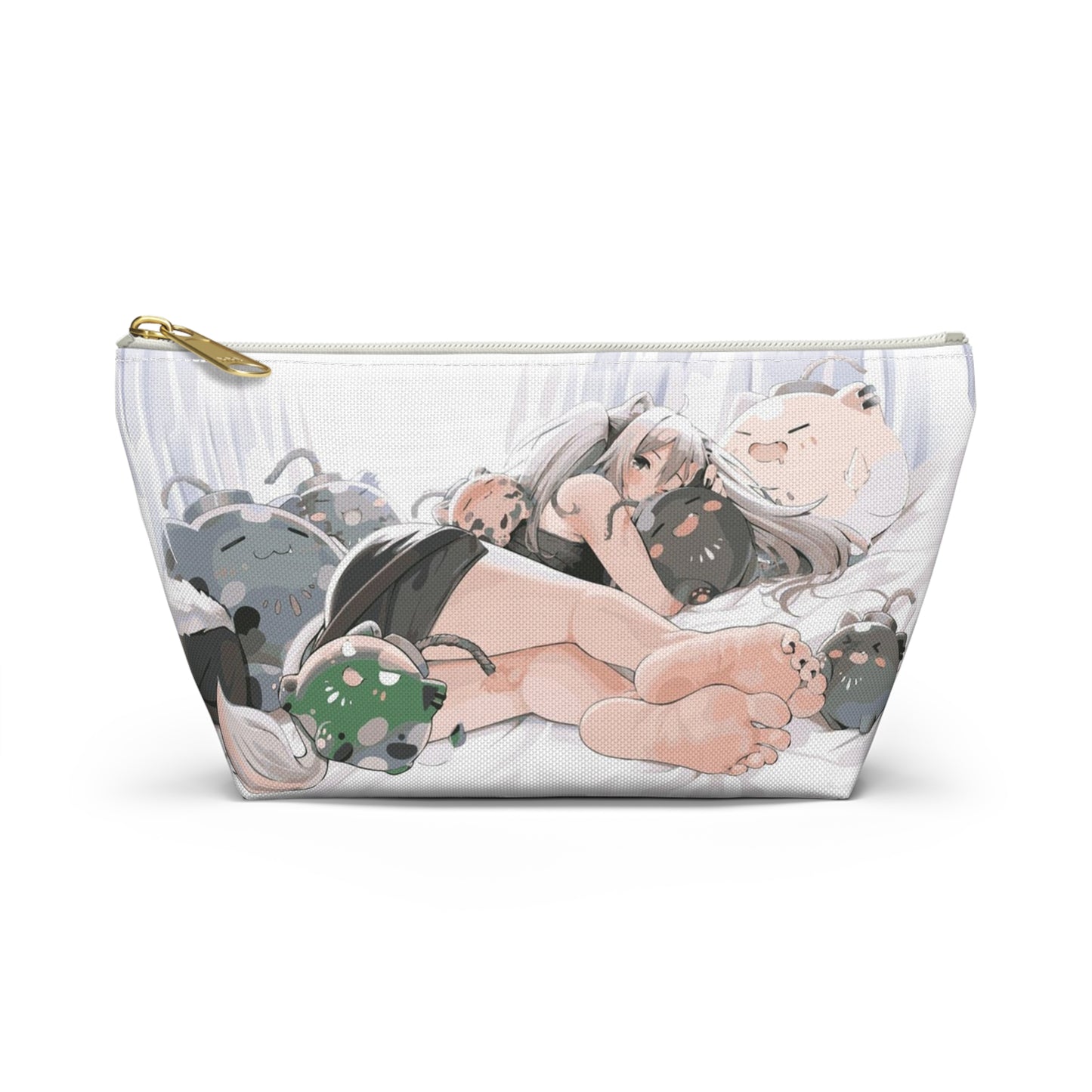 Anime Girl Cosmetic Pouch w T-bottom, Accessory Pouch, Anime Makeup Bag