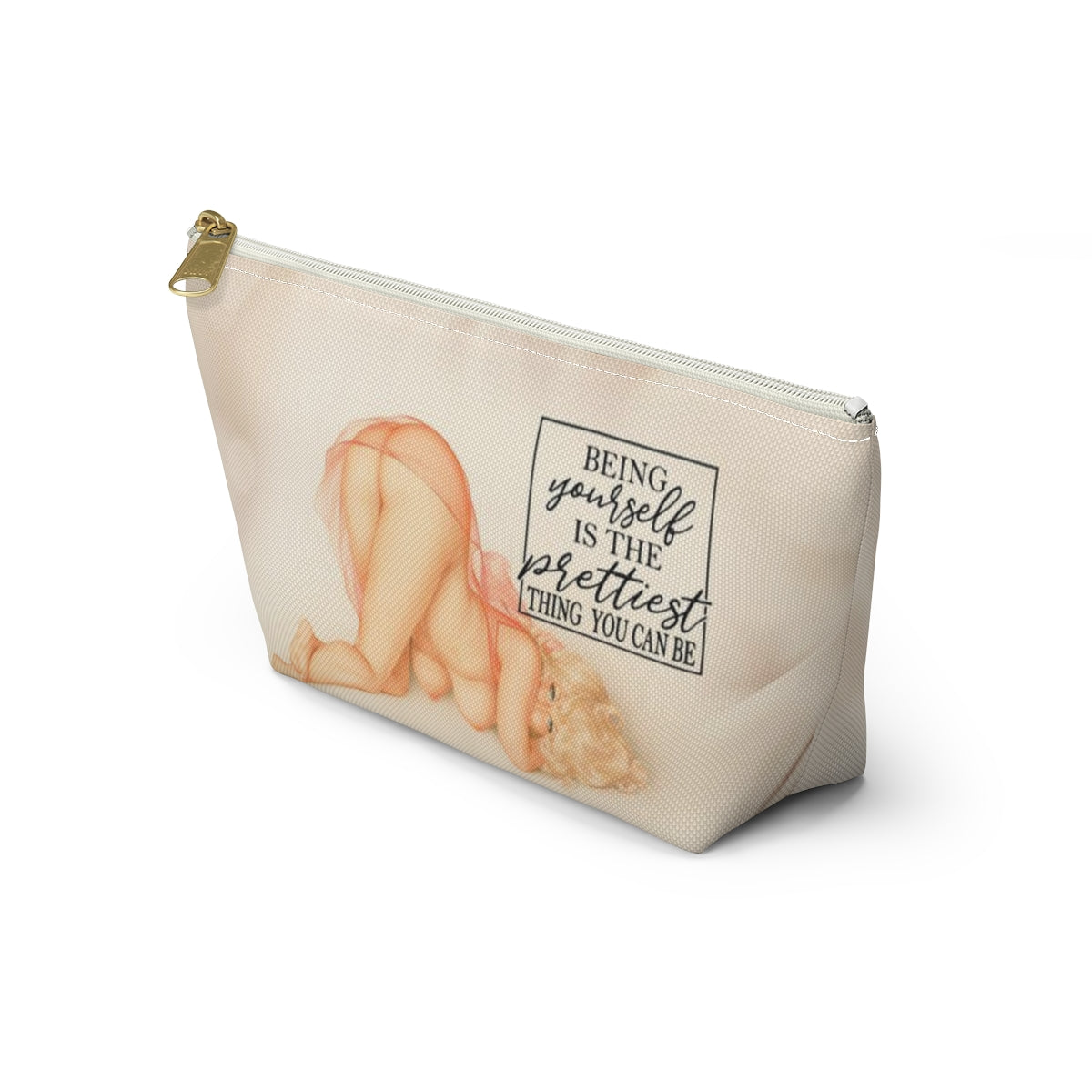 Pinup Girl Cosmetic Pouch w T-bottom, Accessory Pouch - Being Yourself is the Prettiest Thing You Can Be