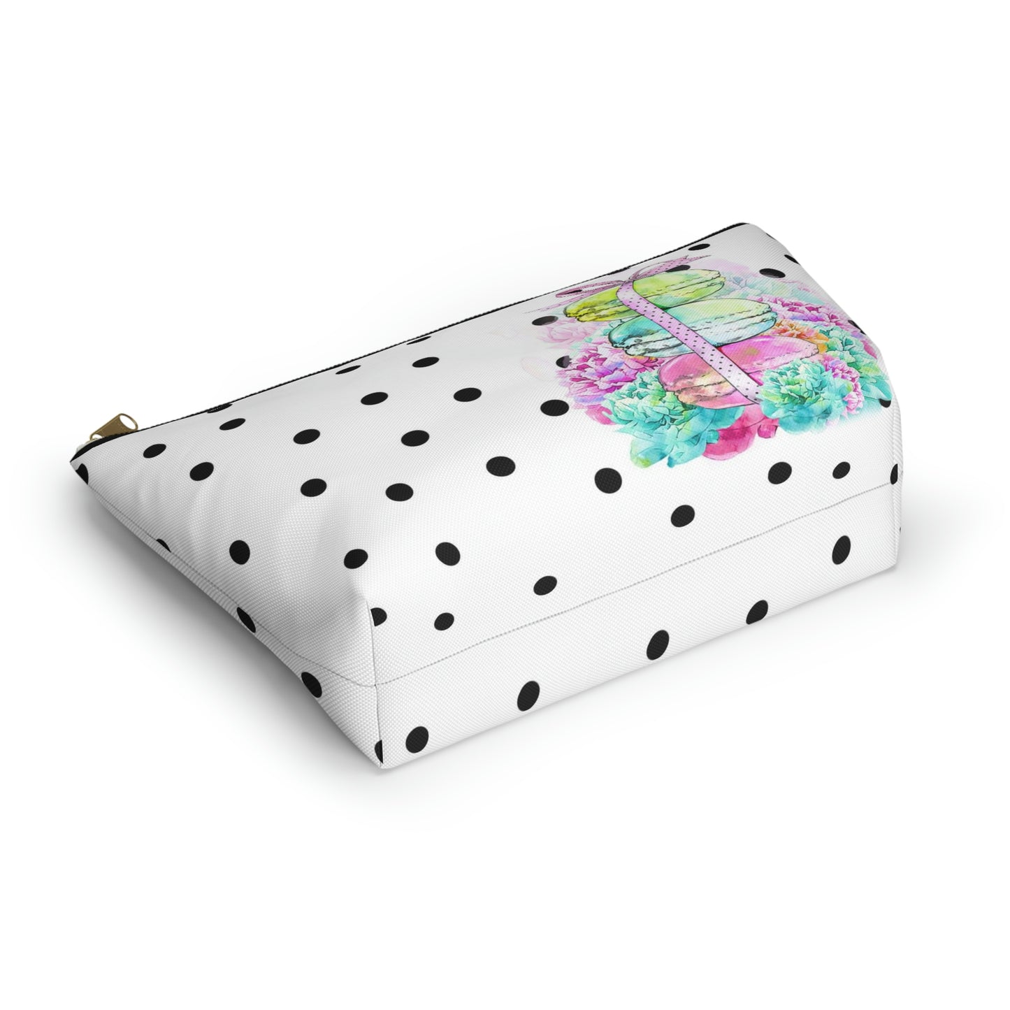 Personalized Macarons Cosmetic Pouch w T-bottom, Accessory Pouch, Macaron Polka Dot