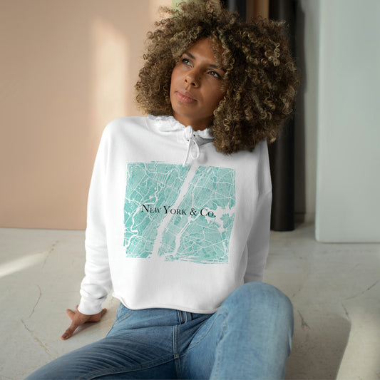 New York and Co Crop Hoodie, Cropped Pullover, Crop Sweatshirt, Crop Top - New York City Map