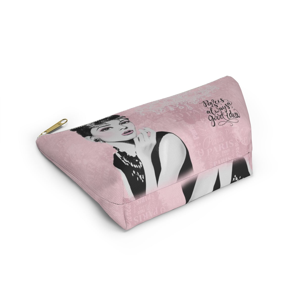 Audrey Hepburn Pouch w T-bottom, Accessory Pouch - Pink Paris is Always a Good Idea Chandelier Bag