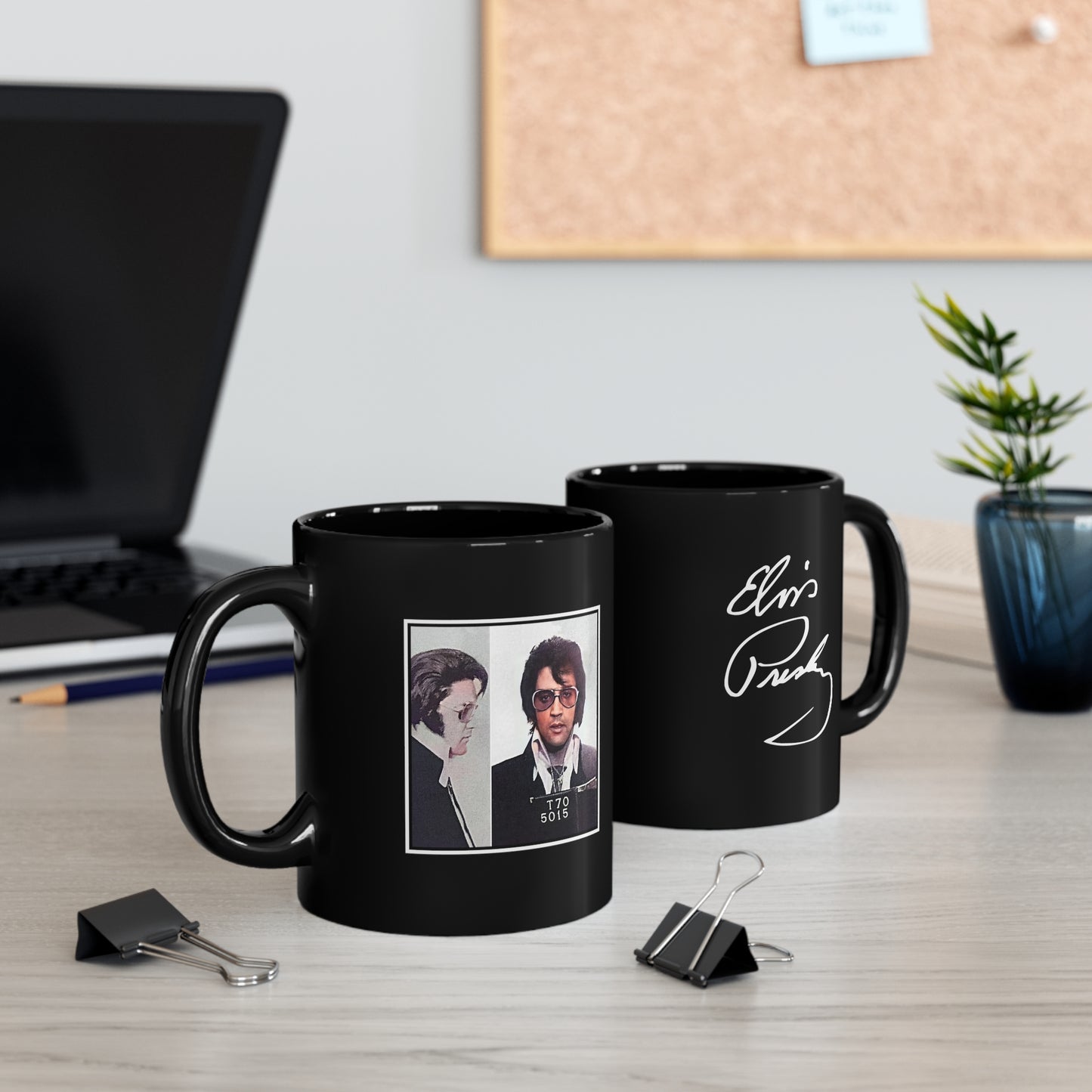 Elvis Presley Mugshot Mug -  11oz Black - Elvis Presley Autograph Mug