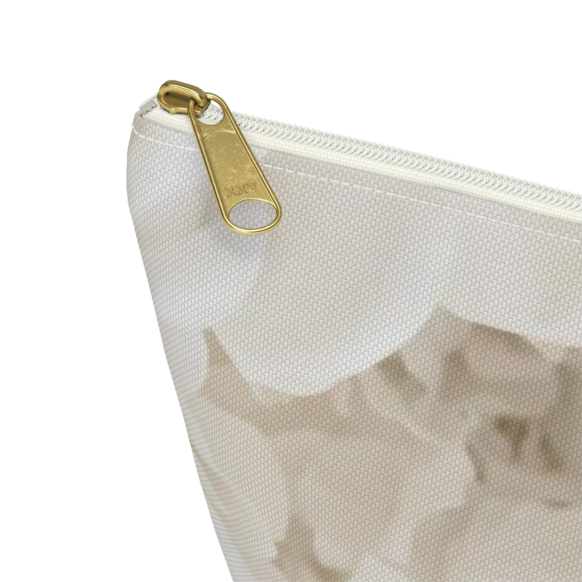 Personalized Cream Rose Cosmetic Pouch w T-bottom, Accessory Pouch - Off White Rose Leopard Print