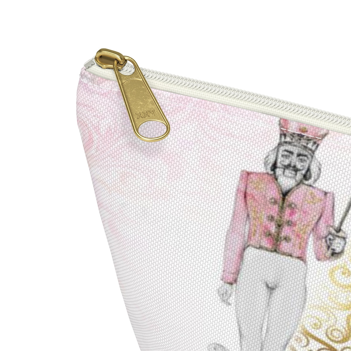 Personalized Nutcracker Ballet Cosmetic Pouch w T-bottom, Accessory Pouch, Pink and Gold