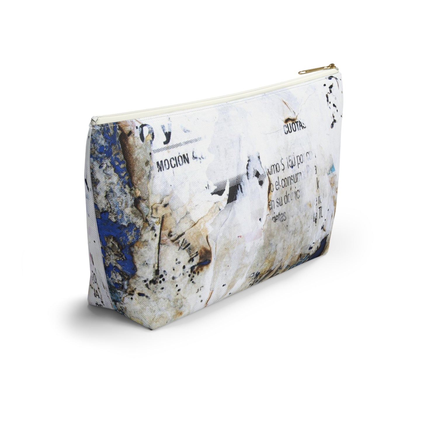 Urban Street Art Cosmetic Pouch w T-bottom, Accessory Pouch - Torn Poster Street Art Makeup Bag - Azule Bag 13