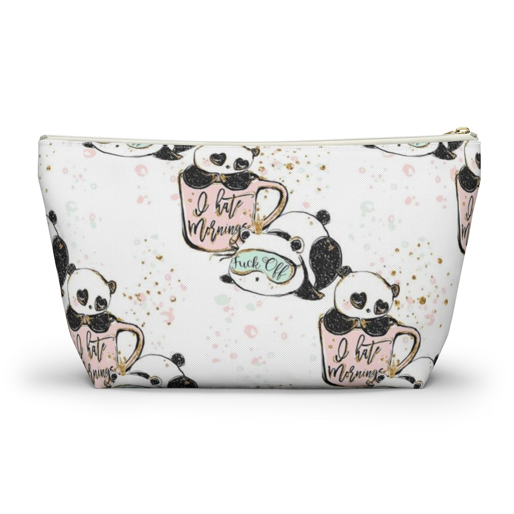 ADULT Not a Morning Panda Cosmetic Pouch w T-bottom, Accessory Pouch