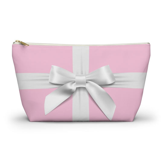 Little Pink Box Cosmetic Pouch w T-bottom, Accessory Pouch