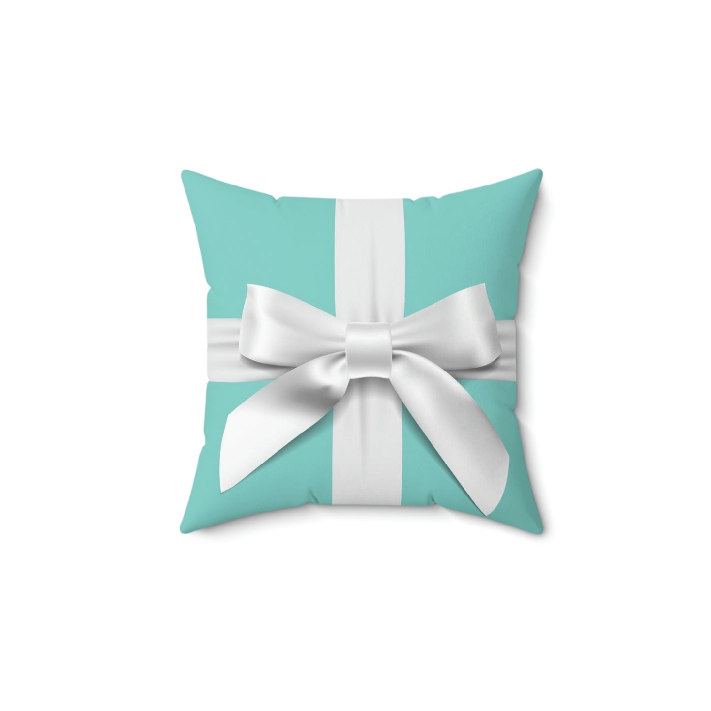 Personalized Little Blue Box Pillow - Blue Green with White Bow - Your Name & Co.