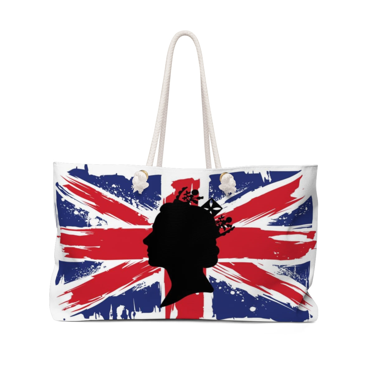 British Flag Queen Tote Bag - Rope Tote, Weekender Bag, British Flag Queen