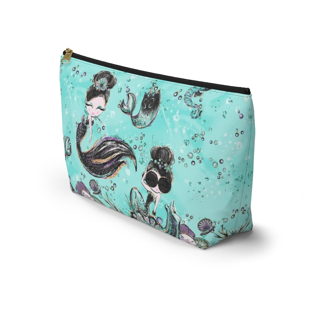 Audrey Hepburn Cosmetic Pouch w T-bottom, Accessory Pouch, Mermaid Mercat