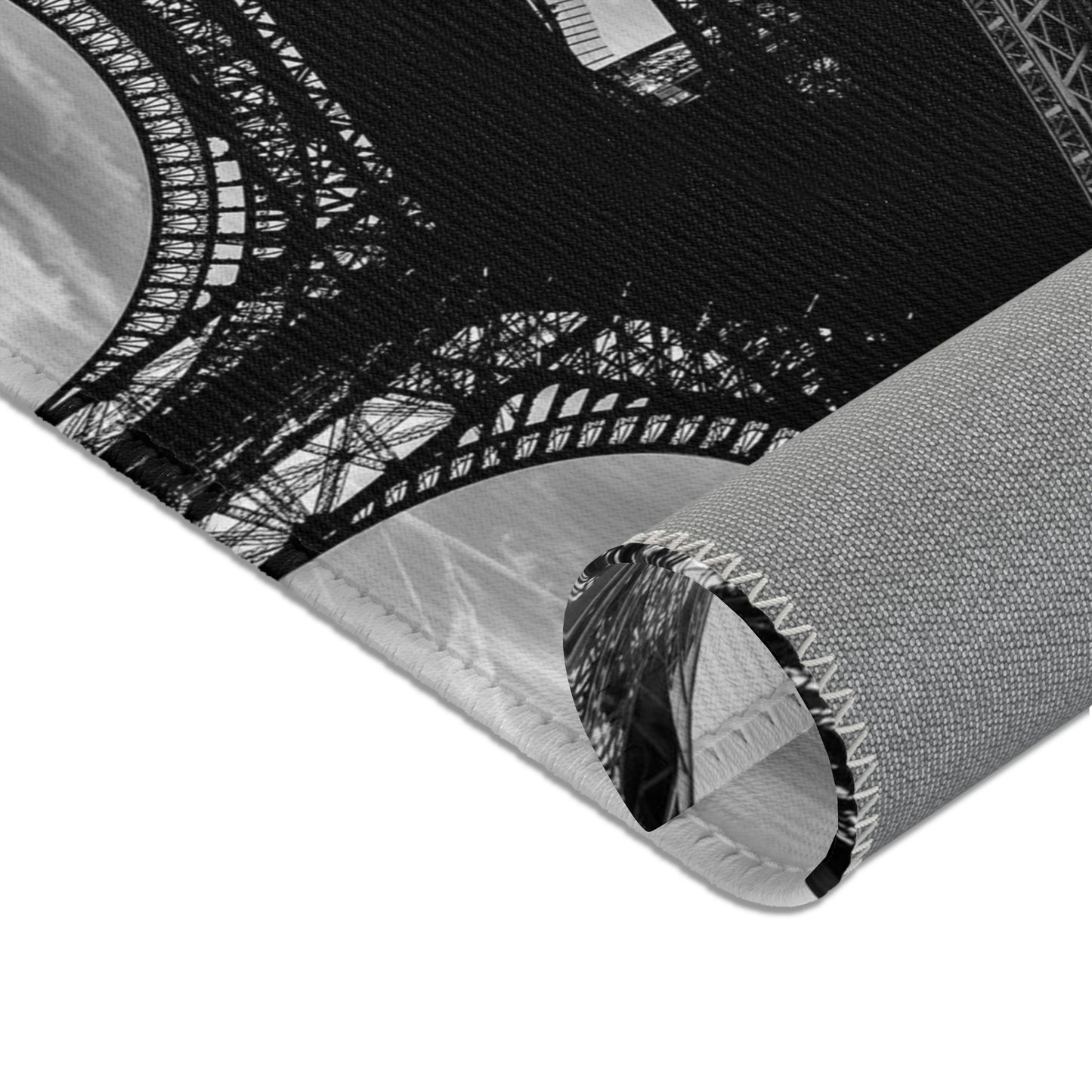 Eiffel Tower Area Rug - Black and White Paris Floor Mat - Custom Designer Area Rug