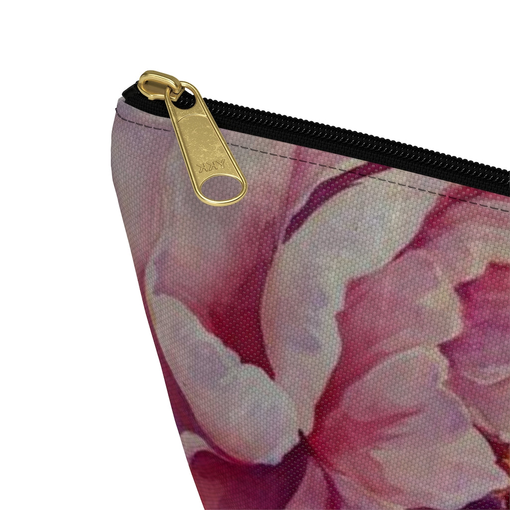 Rose Cosmetic Pouch w T-bottom, Accessory Pouch, Dusky Pink