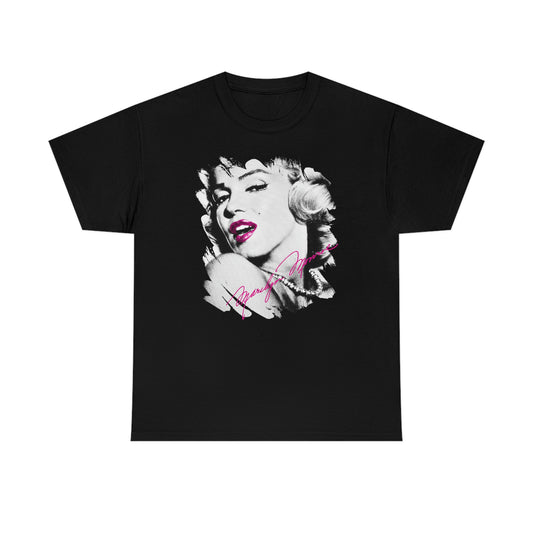 Black Marilyn Monroe Tee Shirt - Hot Lips, Pink