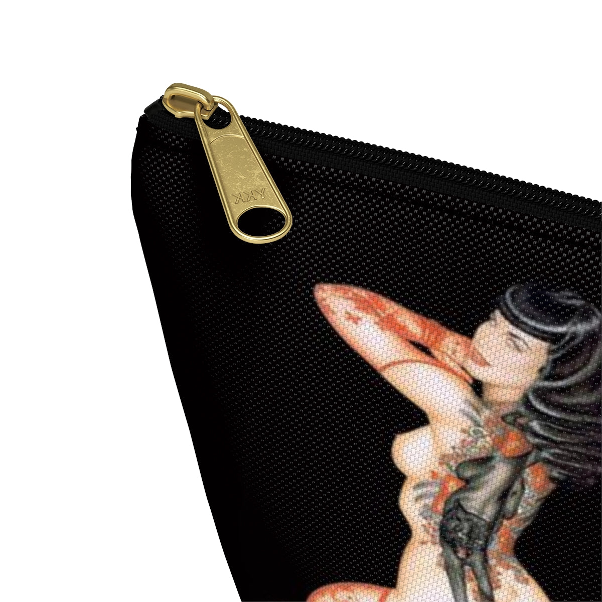 Pinup Girl Cosmetic Pouch w T-bottom, Accessory Pouch - Femme Forever Black Cat Tattoo Pinup Girl