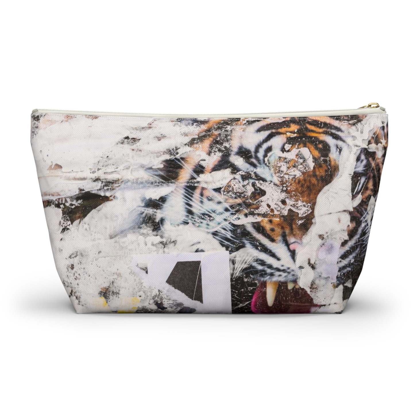 Urban Street Art Cosmetic Pouch w T-bottom, Accessory Pouch - Torn Poster Street Art Makeup Bag - Tiger Bag 4