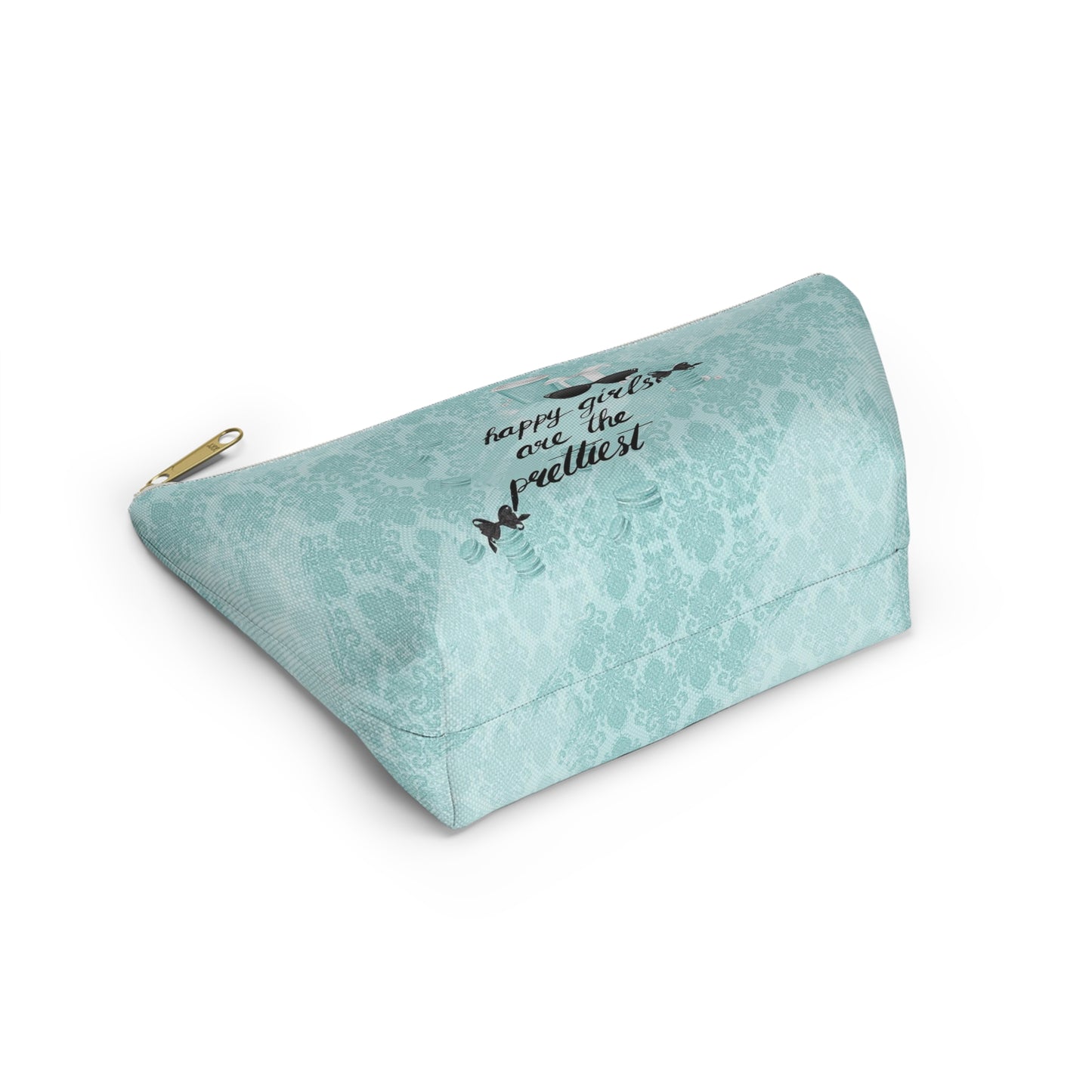 Happy Girls are the Prettiest Cosmetic Pouch w T-bottom, Accessory Pouch, Breakfast at Tiffany