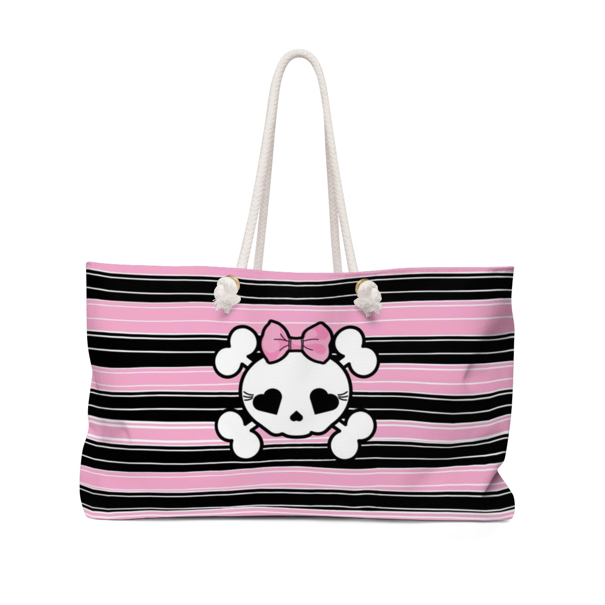 Pink Stripe Candy Skull Weekender Bag