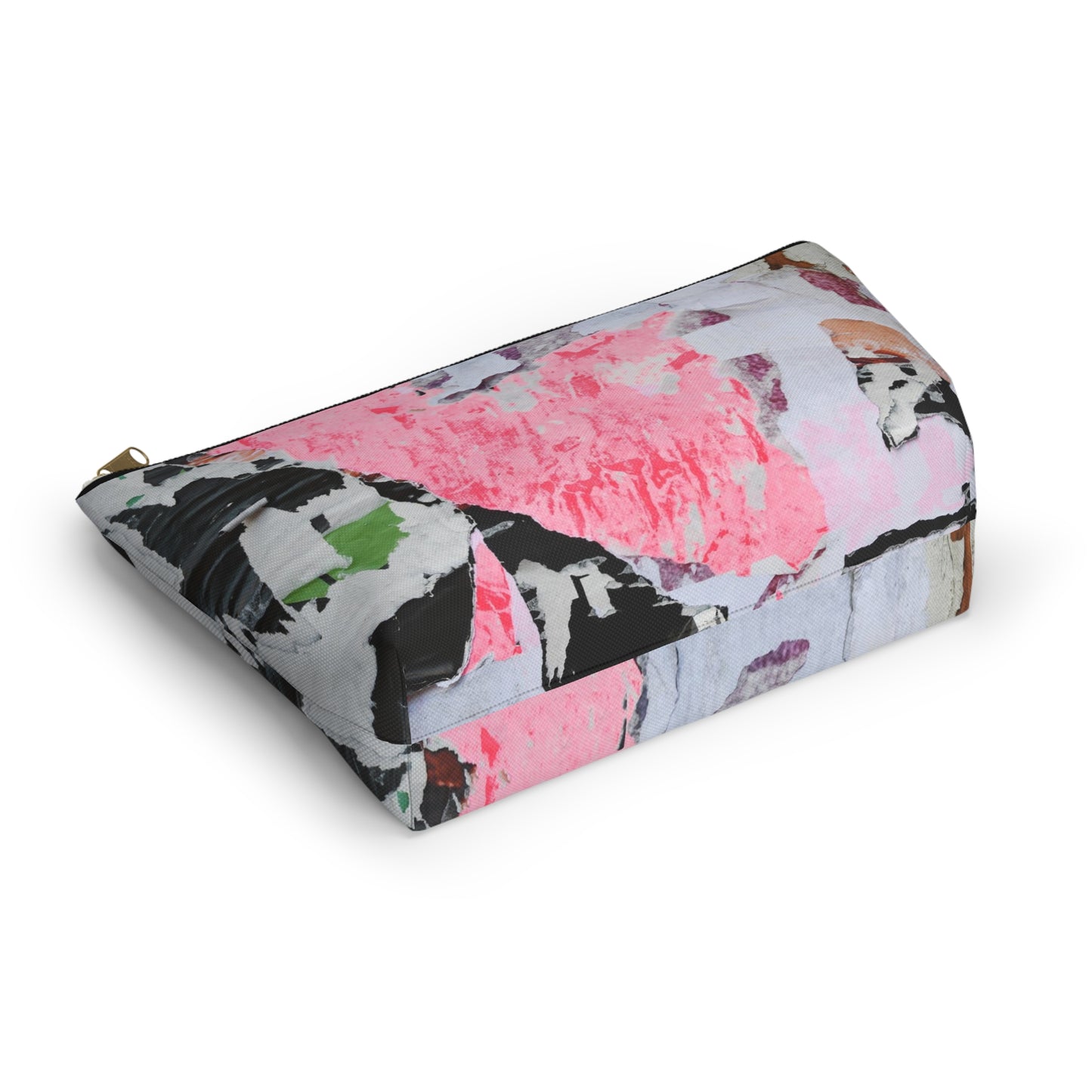 Urban Street Art Cosmetic Pouch w T-bottom, Accessory Pouch - Torn Poster Street Art Makeup Bag - Colormax Bag 6