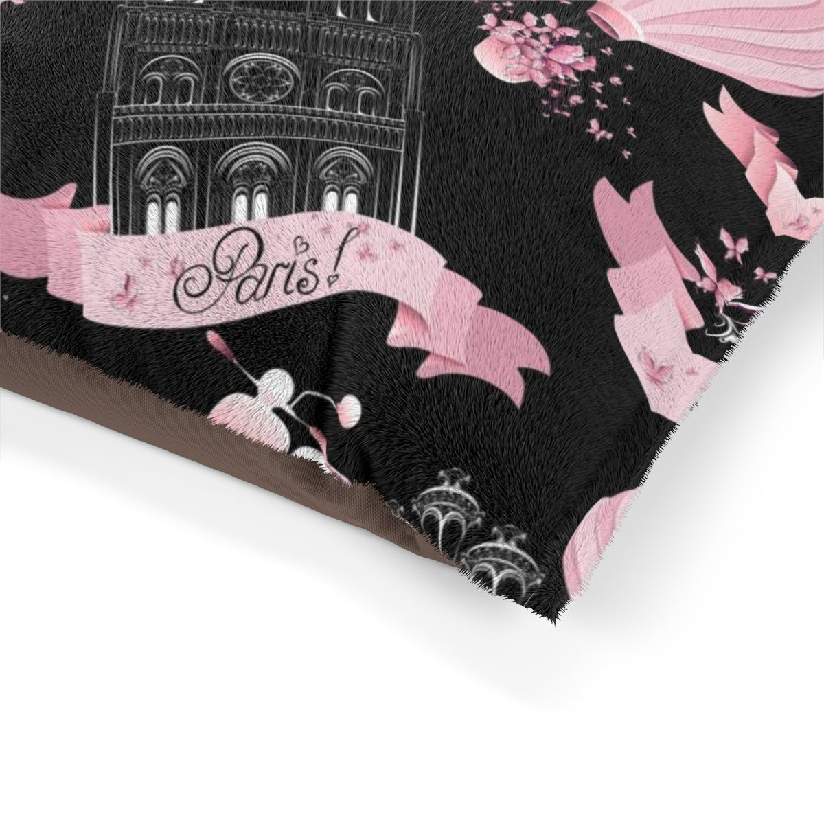 Custom Personalized Pink Paris Pet Bed / Dog Bed - Eiffel Tower