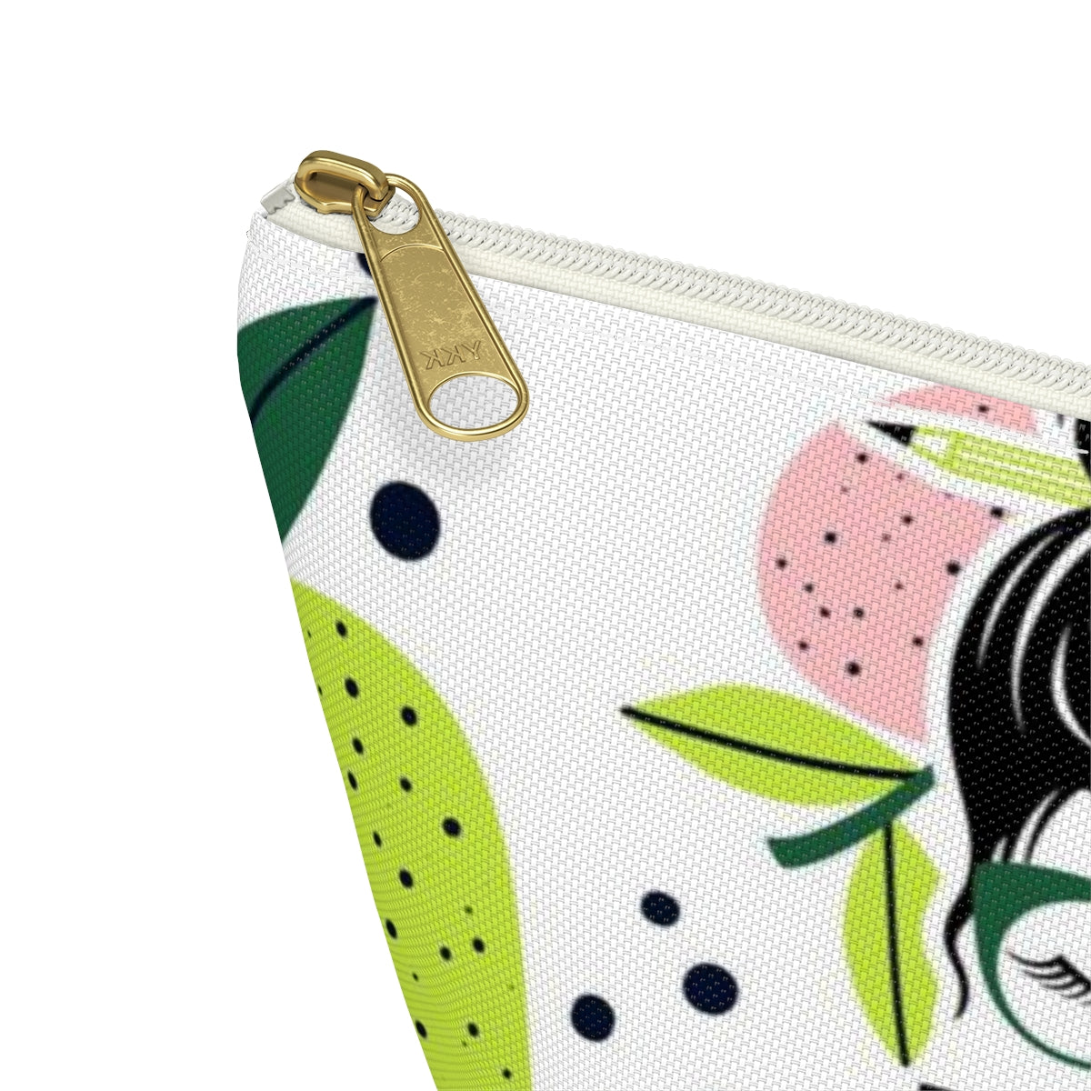 Teacher Life Cosmetic Pouch w T-bottom, Accessory Pouch, Pink and Green Apple Dot