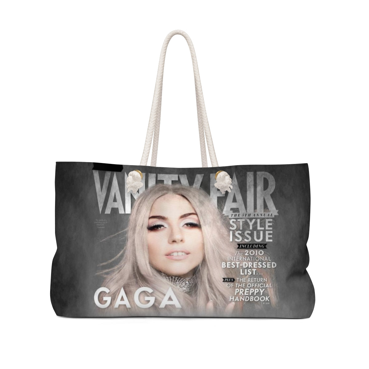 Lady Gaga Tote Bag - Weekender Bag, Rope Tote, Vanity Fair