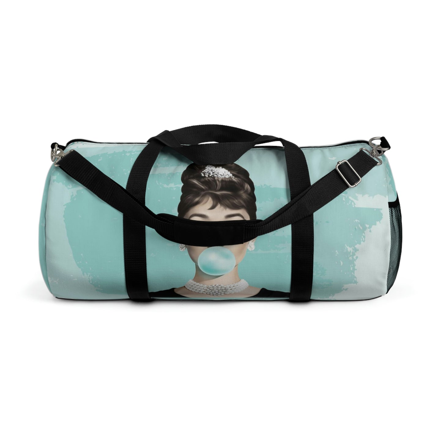 Personalized Audrey Hepburn Duffel Bag - Blue Bubblegum