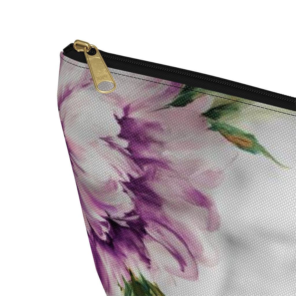 Audrey Flower Cosmetic Pouch w T-bottom, Accessory Pouch, Purple