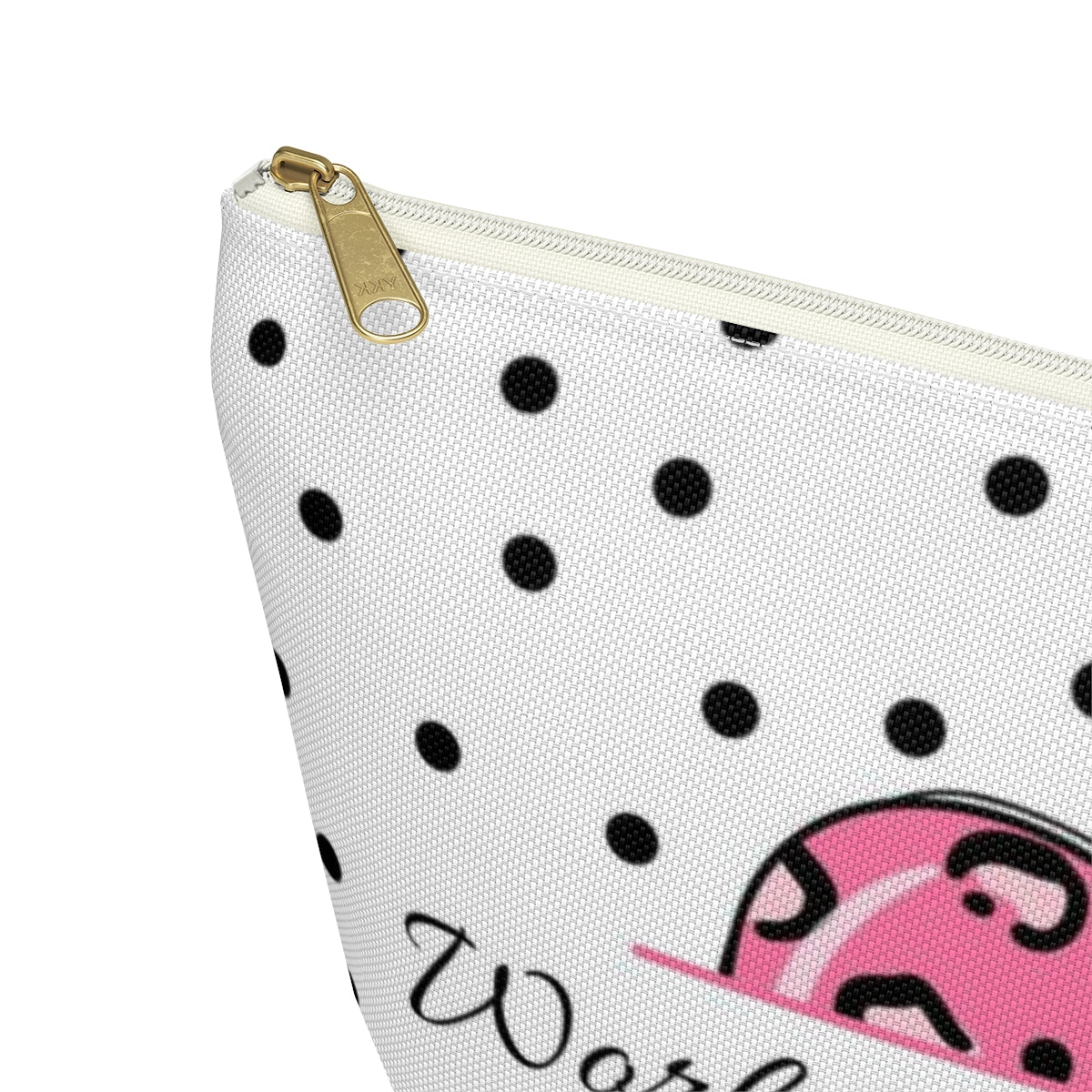 Personalized World's Best Teacher Cosmetic Pouch w T-bottom, Accessory Pouch, Pink Leopard Apple Dot