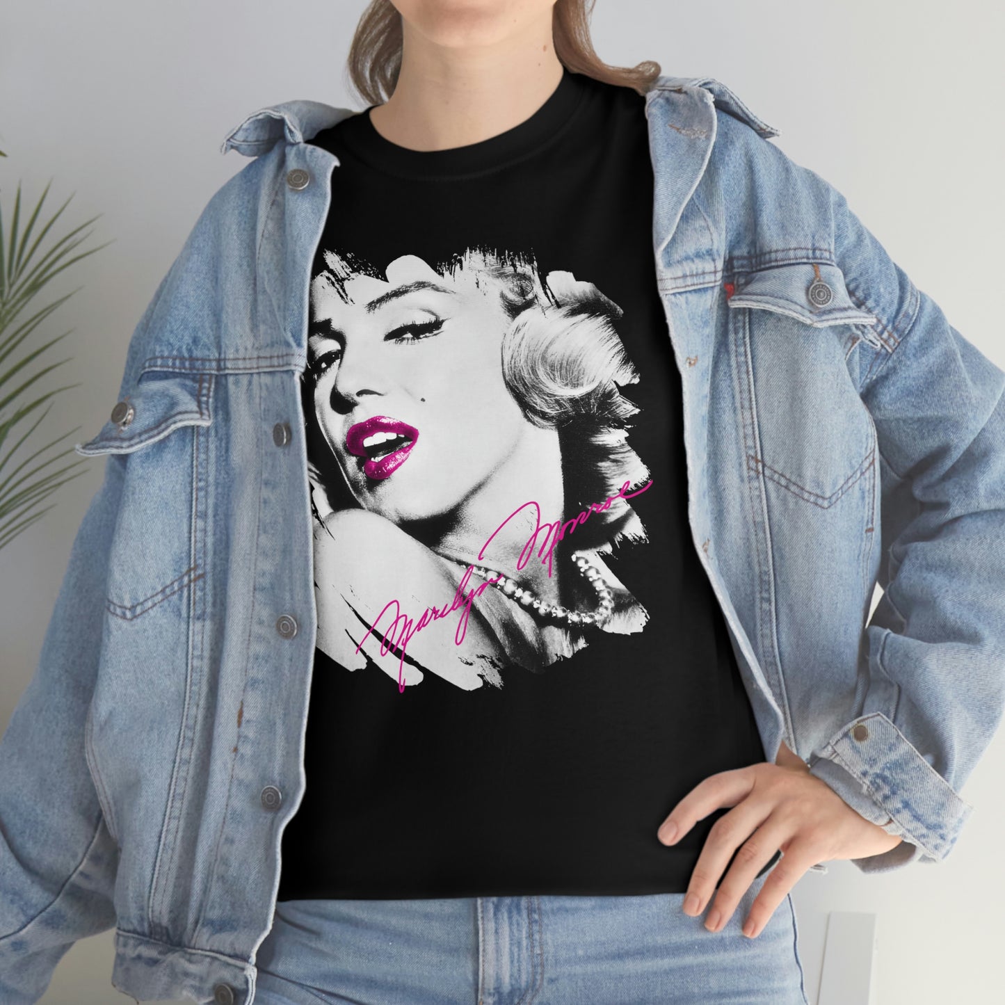 Black Marilyn Monroe Tee Shirt - Hot Lips, Pink