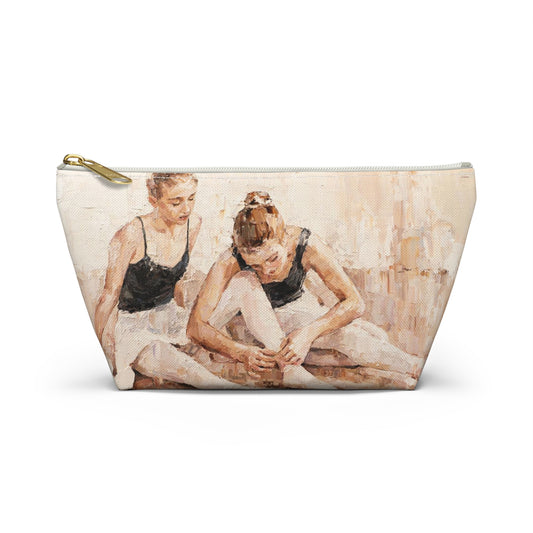 Ballet Cosmetic Pouch w T-bottom, Accessory Pouch - Ballerina Sisters Oil Painting