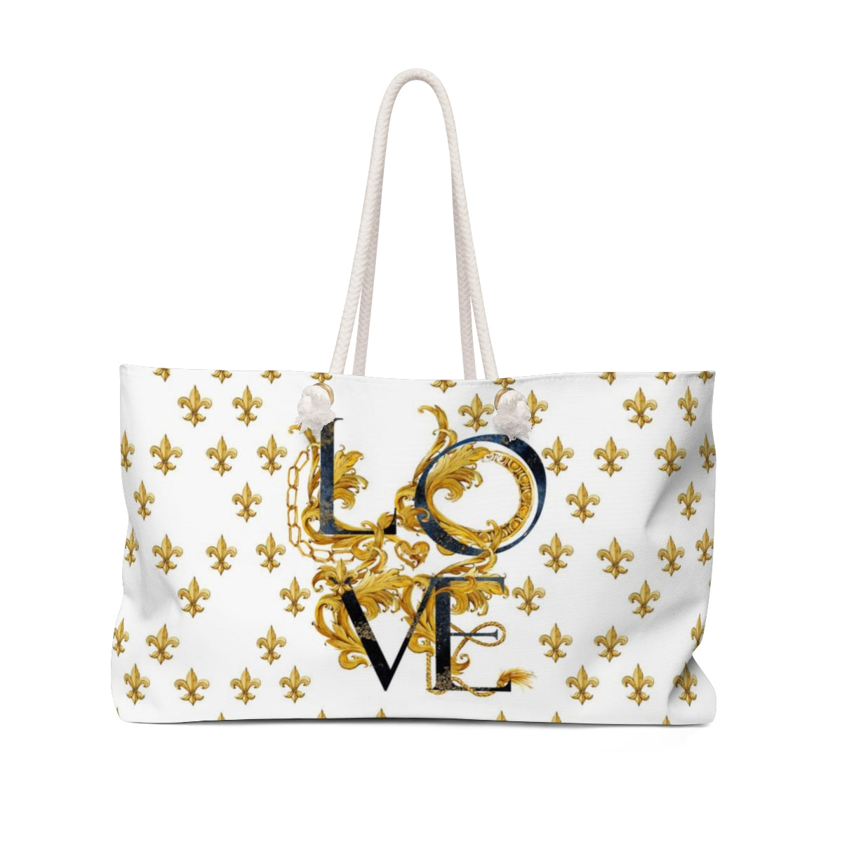 Gilded LOVE Weekender Bag - Fleur de lis