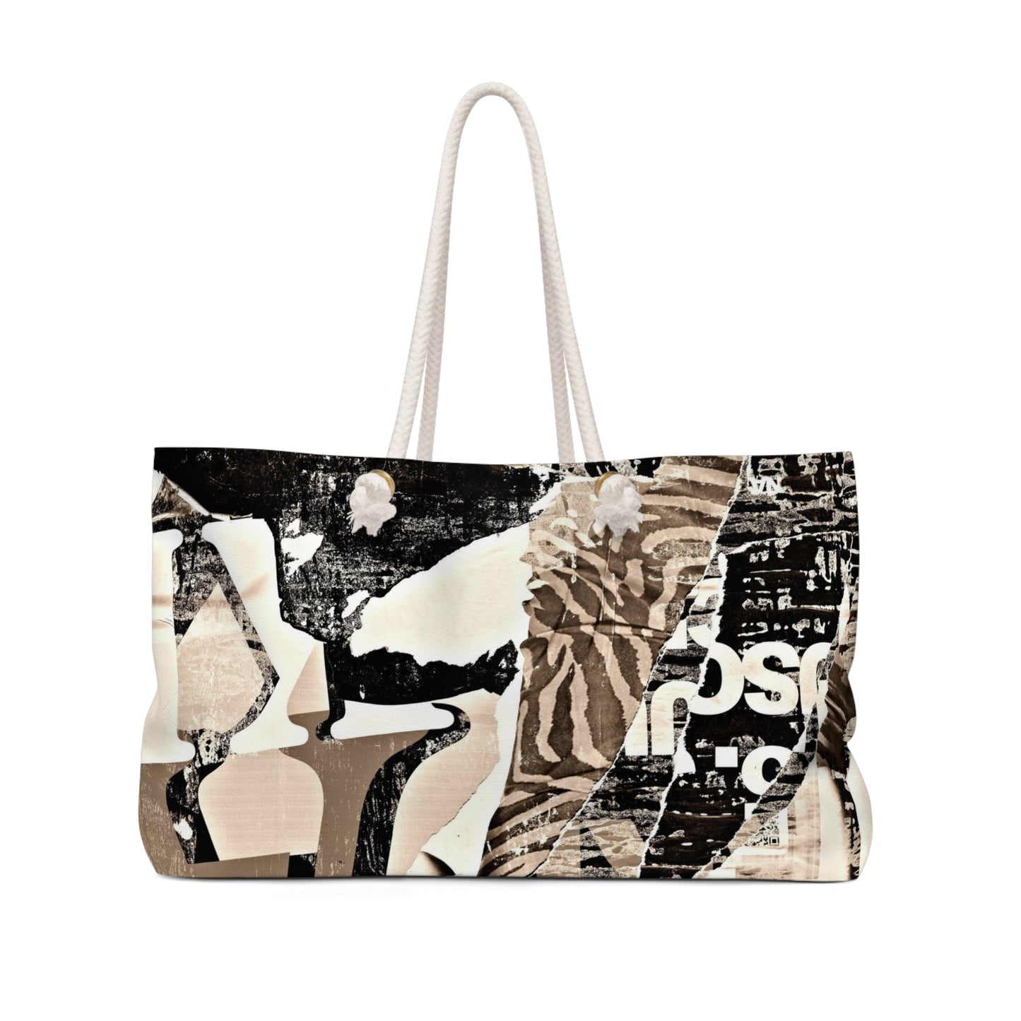 Urban Street Art Bag, Weekender Bag, Rope Tote - Torn Poster Street Art Tote - Zebra Bag 20