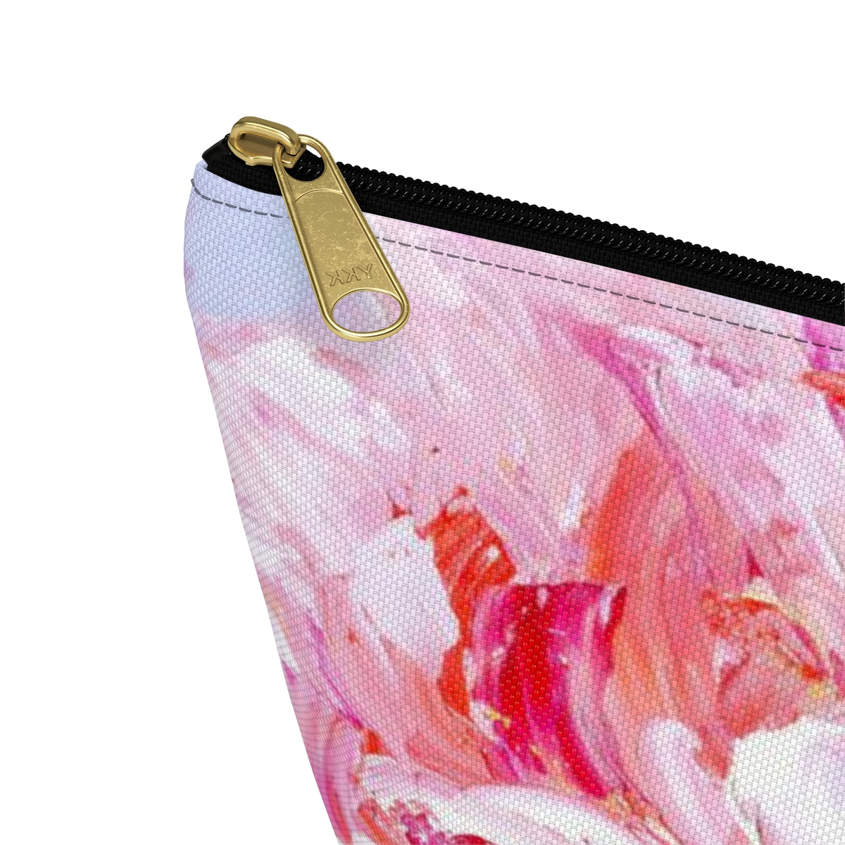 Peony Cosmetic Pouch w T-bottom, Accessory Pouch,  Pink Oil Painting