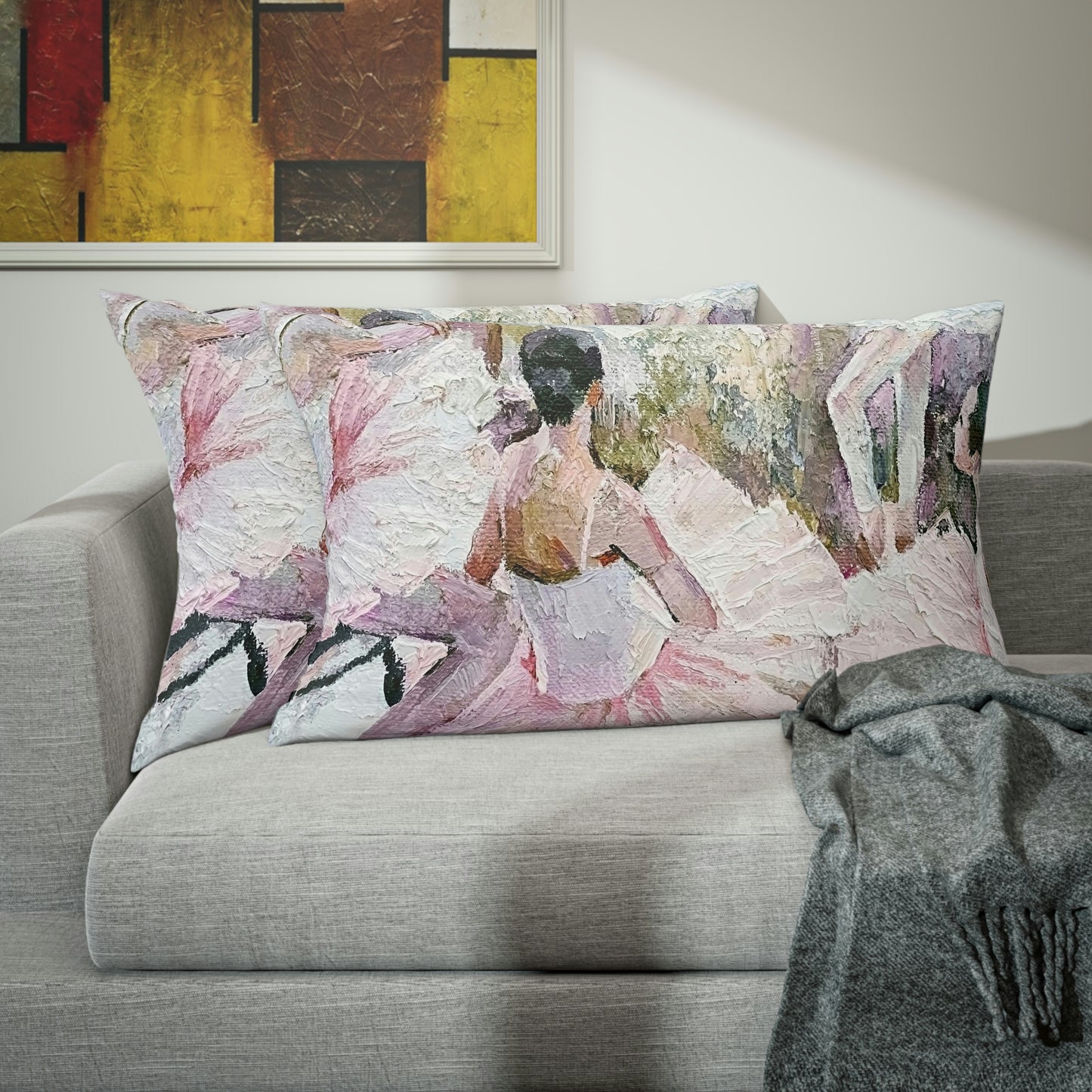 Ballet Pillow Sham - Abstract Painting of Ballerina in Pink Tutu - Ballerina Pillow Sham - Ballet Bed Pillow Covers