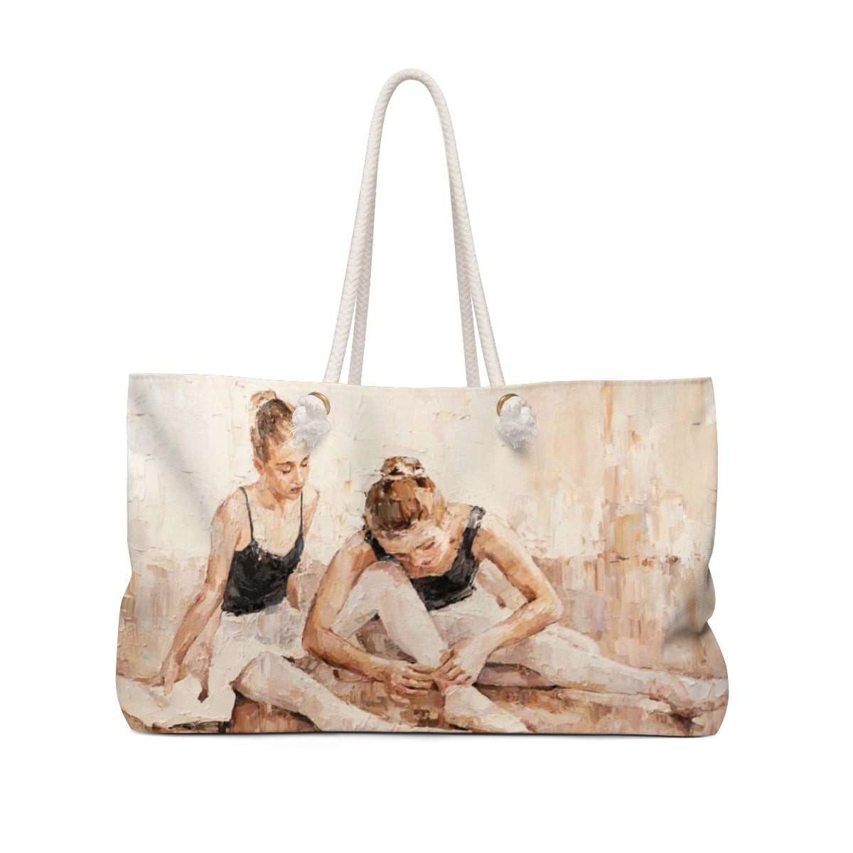 Ballet Tote Bag - Weekender Bag, Rope Tote - Ballerina Sisters Oil Painting