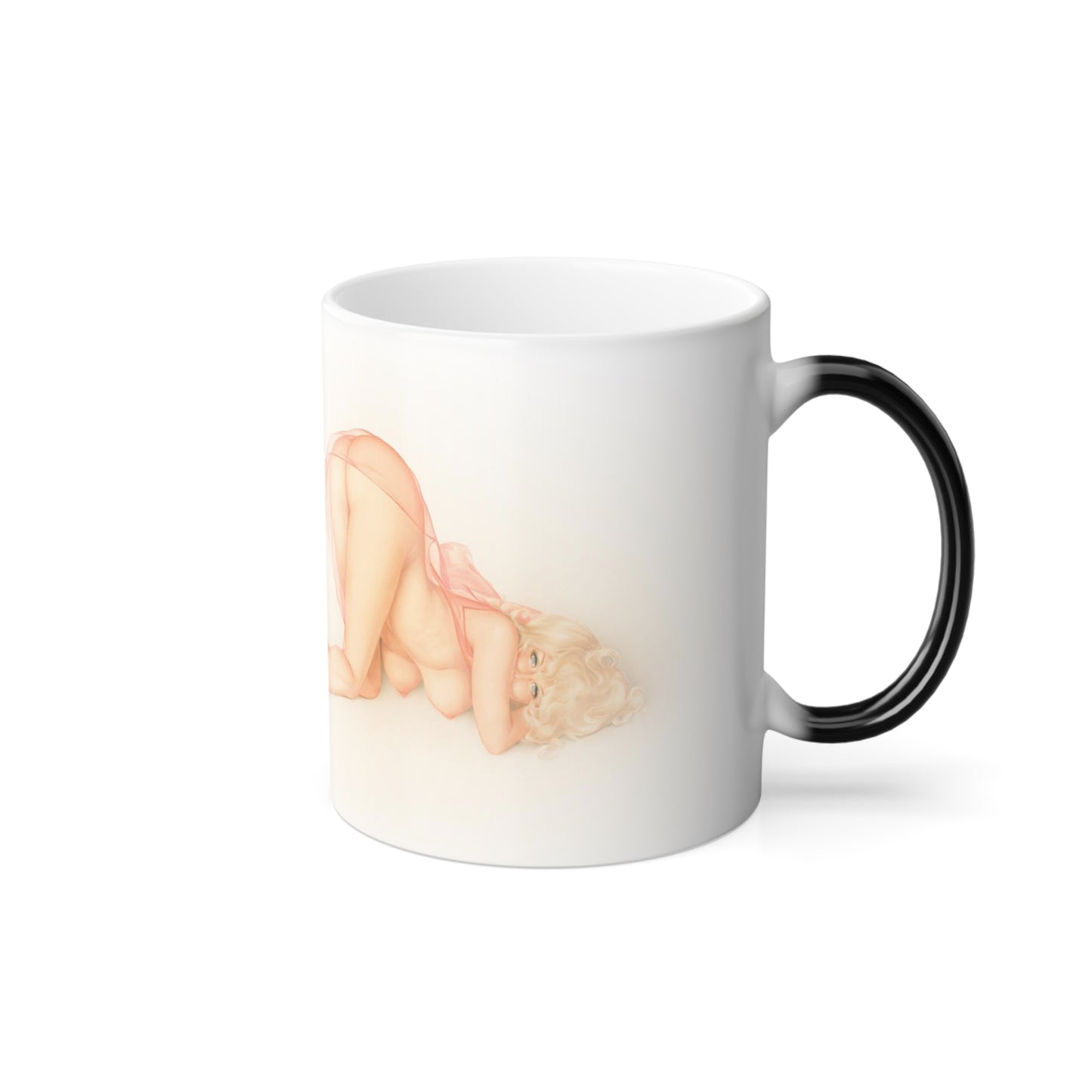 ADULT Bottoms Up Pinup Girl Magic Mug - 11oz Color Morphing Mug - Pinup Girl Bottoms Up Mug