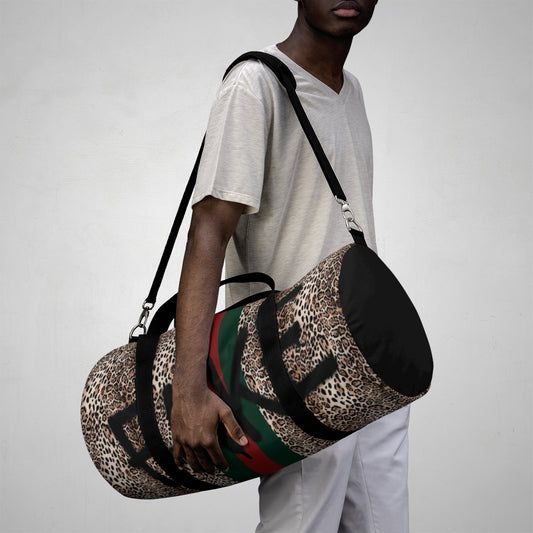 FAKE Fashion Inspired Duffel Bag - Leopard Red and Green Stripe