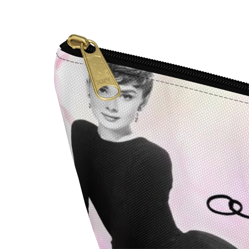 Audrey Hepburn Signature Cosmetic Pouch w T-bottom, Accessory Pouch, Pink