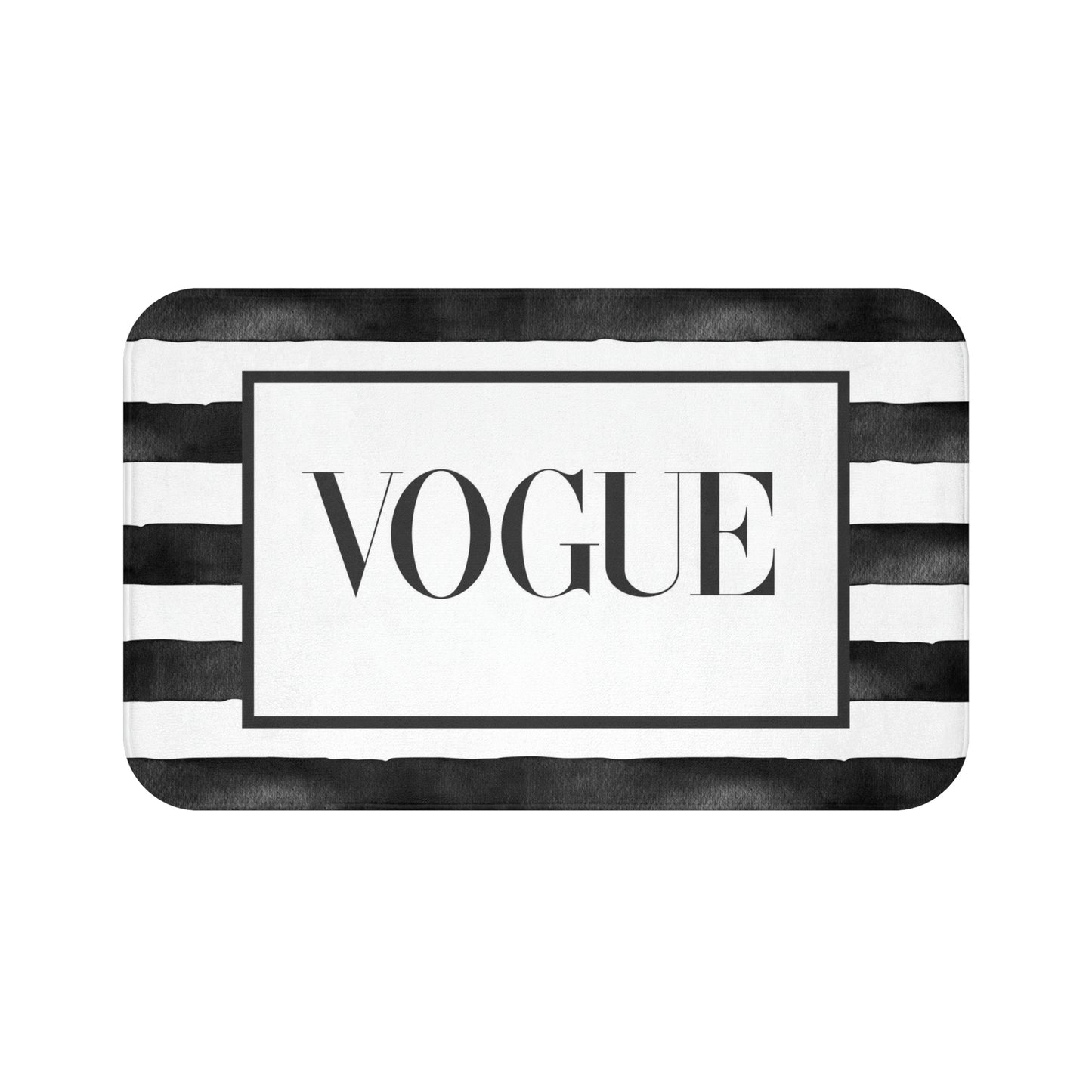 VOGUE Stripe Bath Mat - Fashion Inspired Floor Mat - Black & White Bathroom Shower Mat