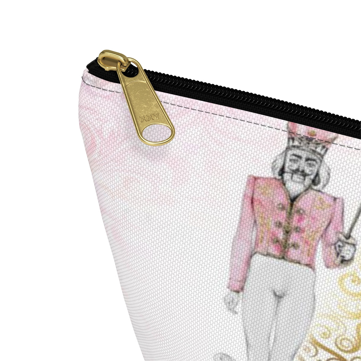 Personalized Nutcracker Ballet Cosmetic Pouch w T-bottom, Accessory Pouch, Pink and Gold