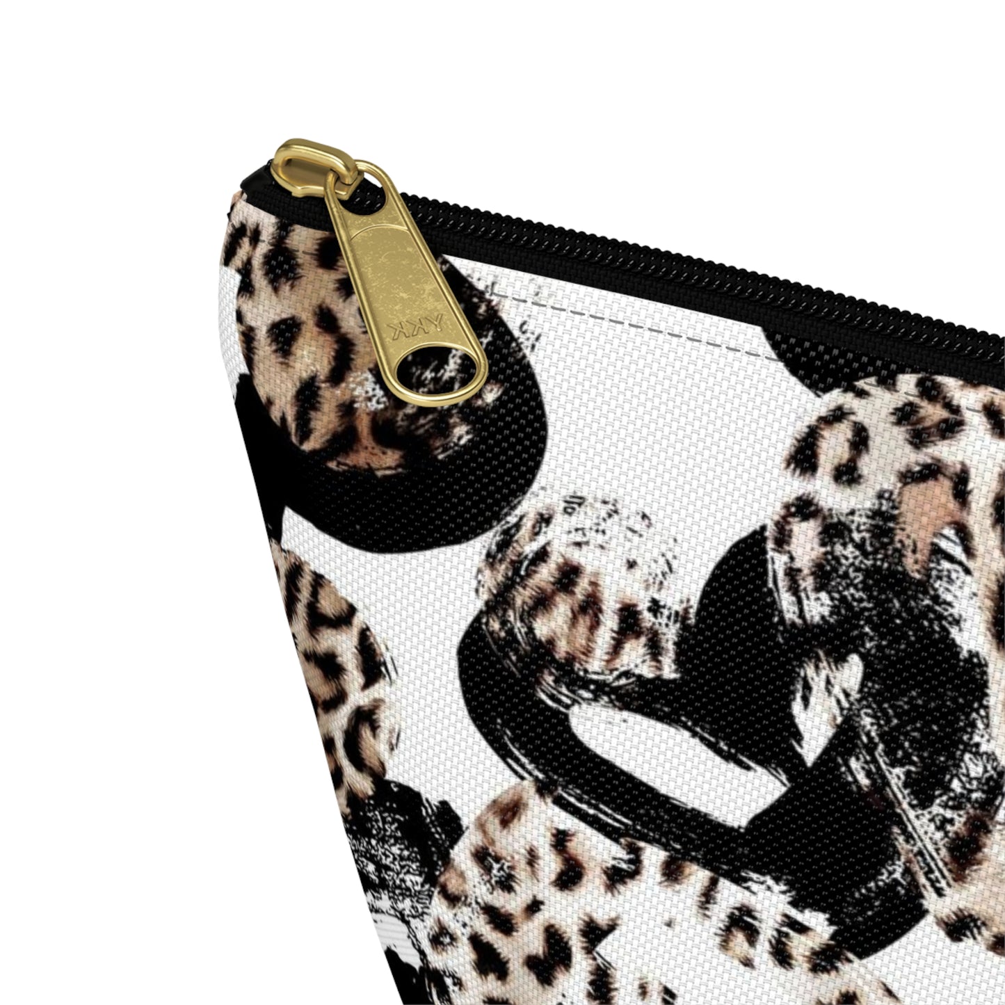 Personalized Leopard Hearts Cosmetic Pouch w T-bottom, Accessory Pouch